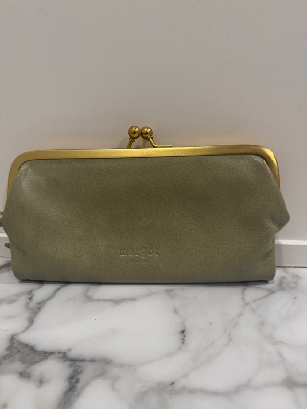 Margot New York Nova Frame Wallet in muted green